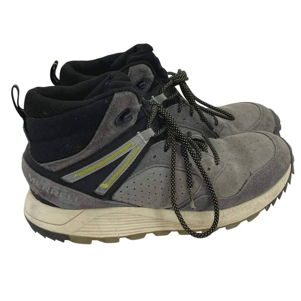 Merrell Wildwood Mid Waterproof Mens Gray Suede Hiking Boots J068029‎ Size 9